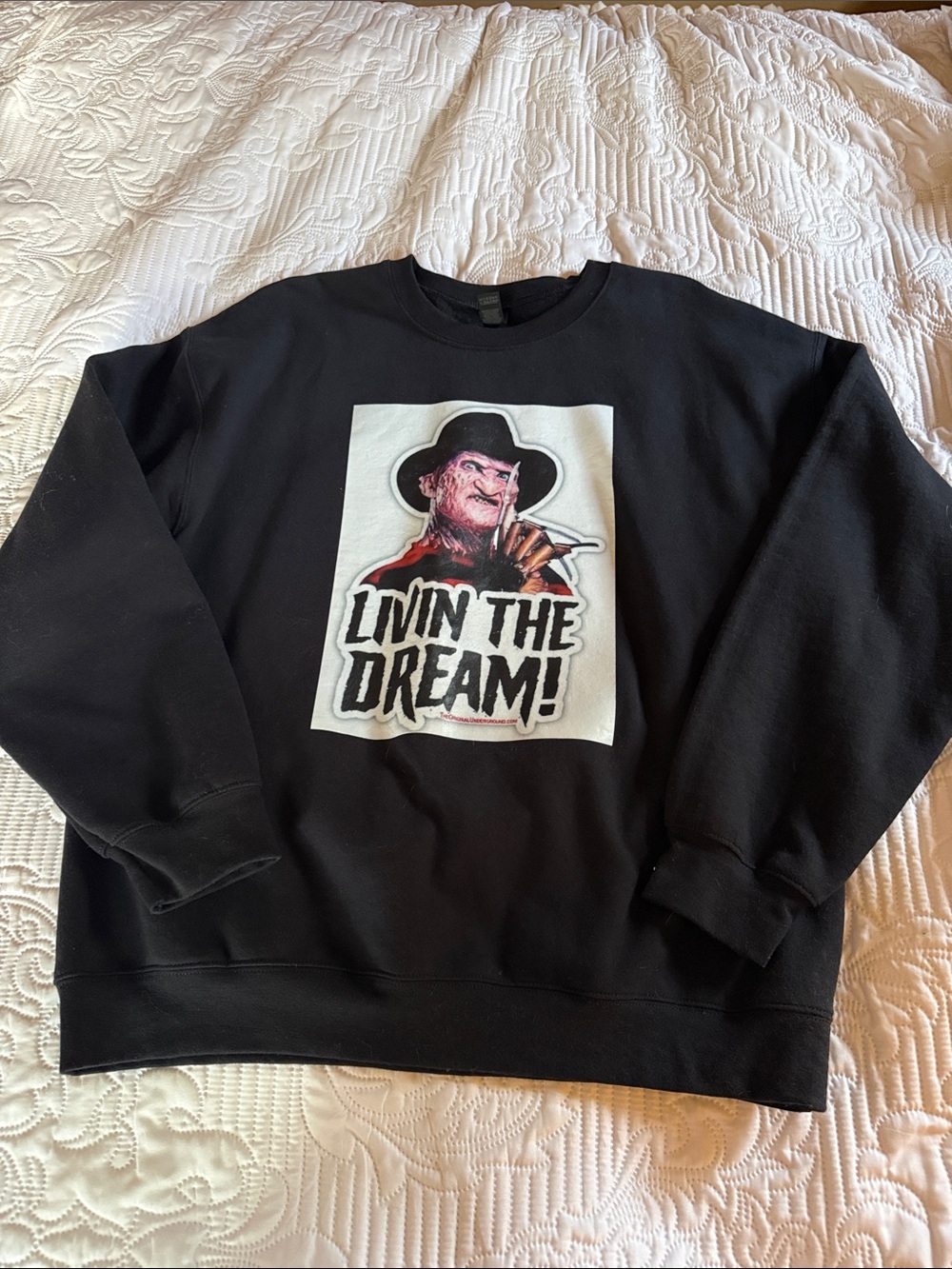 Livin' The Dream! Freddy Kruger Black Graphic Crewneck Sweatshirt